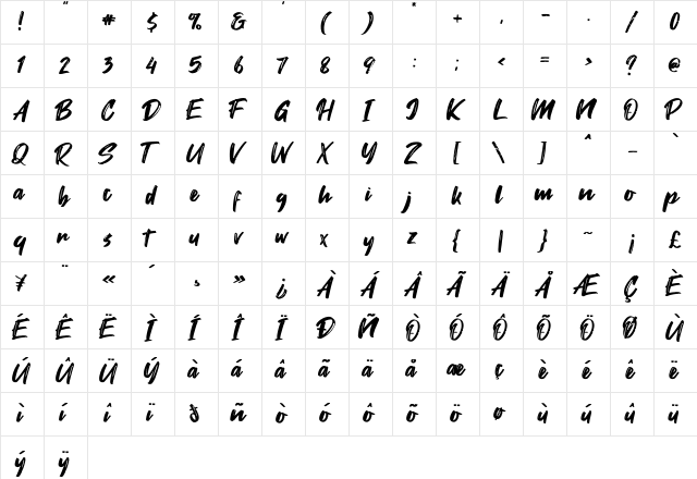 Fontjek Regular  glyph index