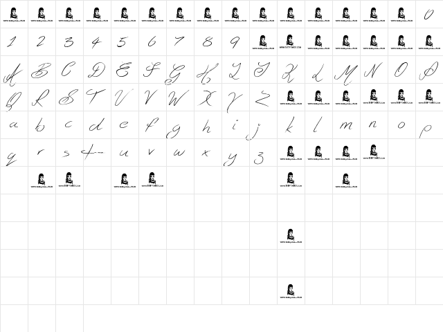 Ghosting Regular  glyph index