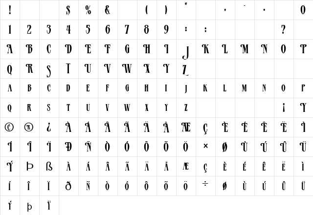 FZ JAZZY 23 Normal  glyph index