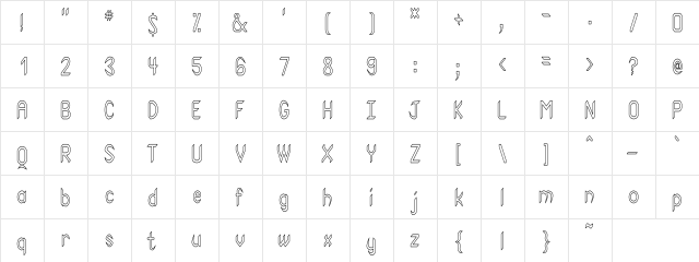 Hazel Condensed Hollow Regular  glyph index