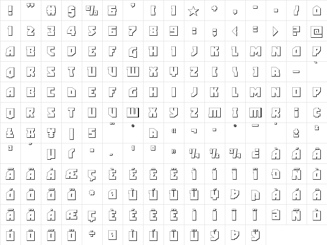 Arctic Guardian 3D Regular  glyph index