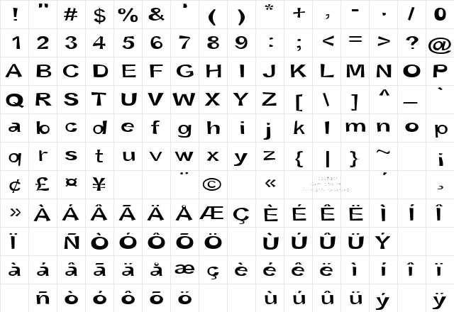 Snott SemiBold  glyph index