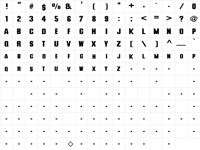 Rsdeusex Wd Regular  glyph index