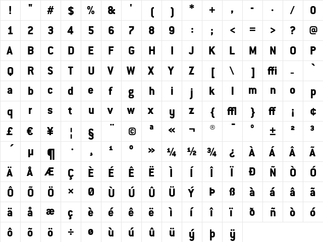 ConduitITC ExtraBold  glyph index