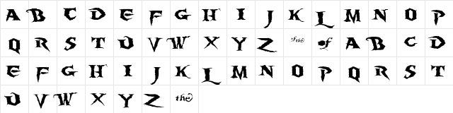 Burning Wrath Regular  glyph index