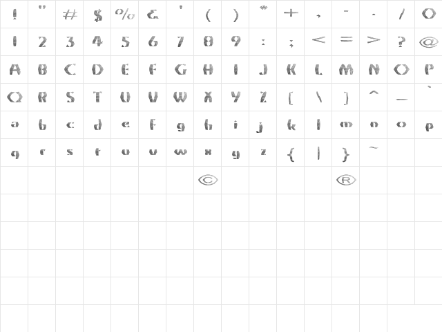 GrossNet Regular  glyph index