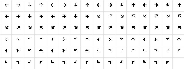 MiniPics DirectionalAA  glyph index