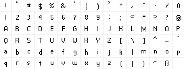VP Pixel Simplified DEMO  glyph index