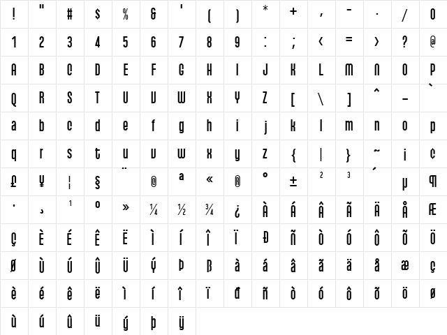 Qhytsdakx Regular  glyph index