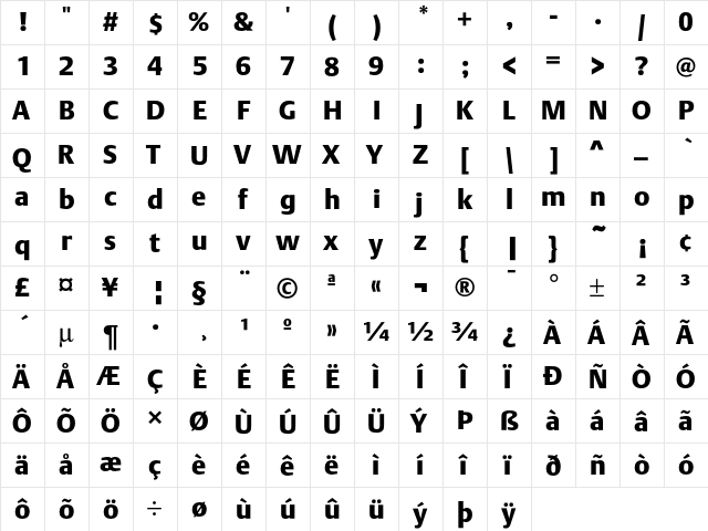 DTLArgoT Black  glyph index