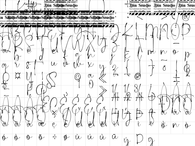 Kaithryn Personal Use Regular  glyph index