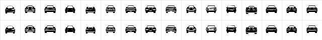 Cars Regular  glyph index