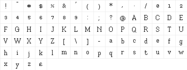 Xilla Regular  glyph index