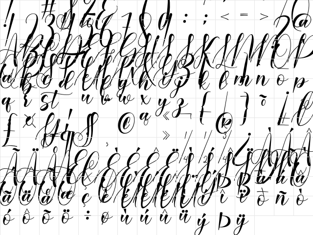 Barelyn Regular  glyph index