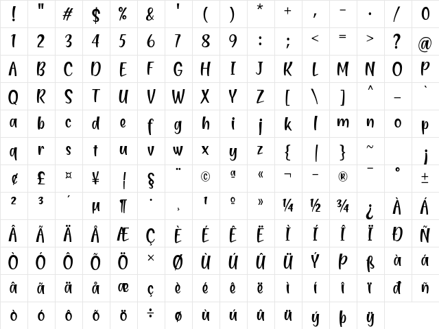 Blending Attraction Regular  glyph index