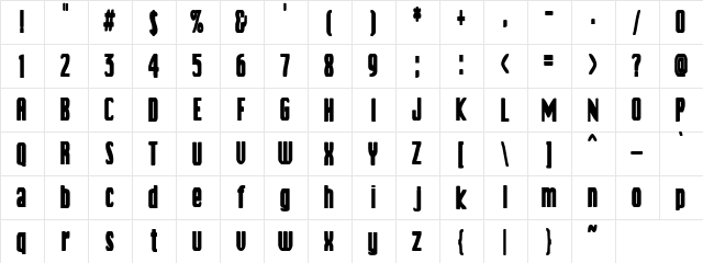 Vanilla Boys Regular  glyph index