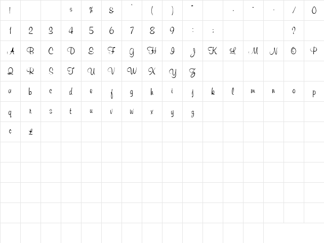 Wedding Invitation 3 Regular  glyph index