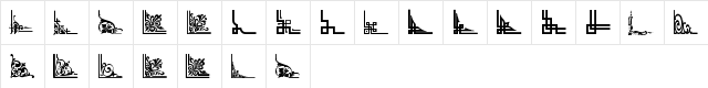 Vintage Decorative Corners 34 Regular  glyph index