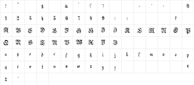Uechi Regular  glyph index