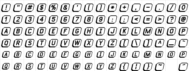 Keyboard BoldItalic  glyph index