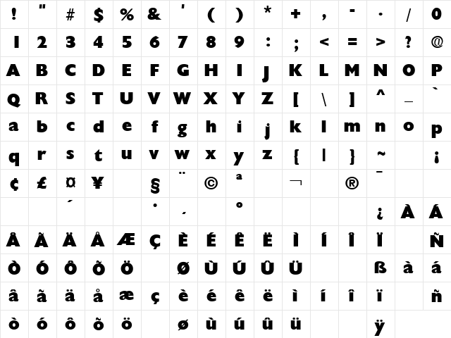 Herald Regular  glyph index