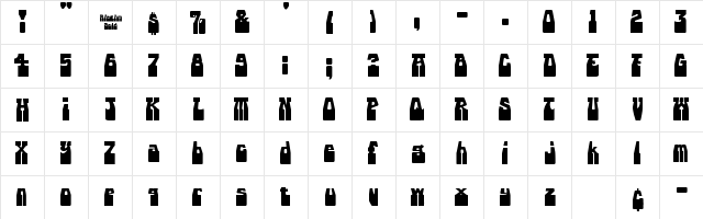 DXS Rhythm Bold Regular  glyph index