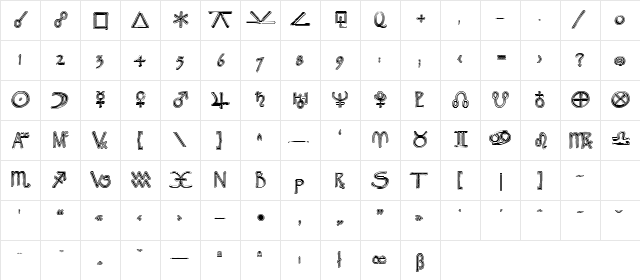 Widget ExtraBold  glyph index