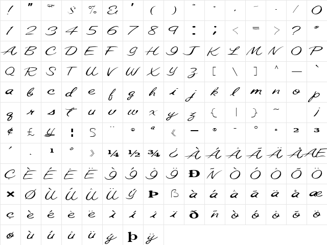 FutureType59 Regular  glyph index
