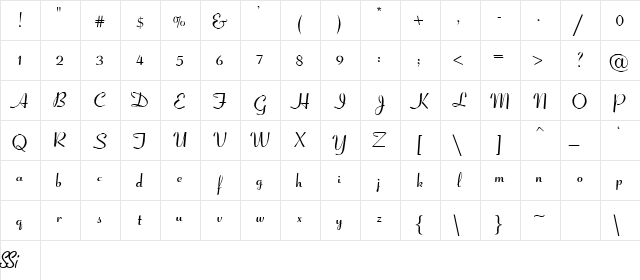 Coronet Script SSi Normal  glyph index