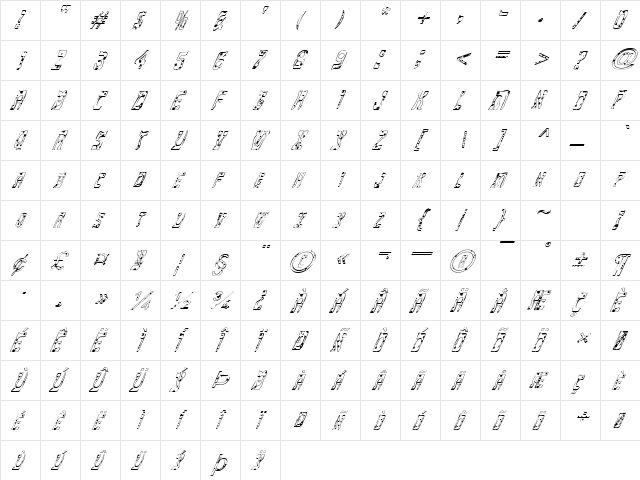 FZ UNIQUE 27 SPOTTED ITALIC Normal  glyph index