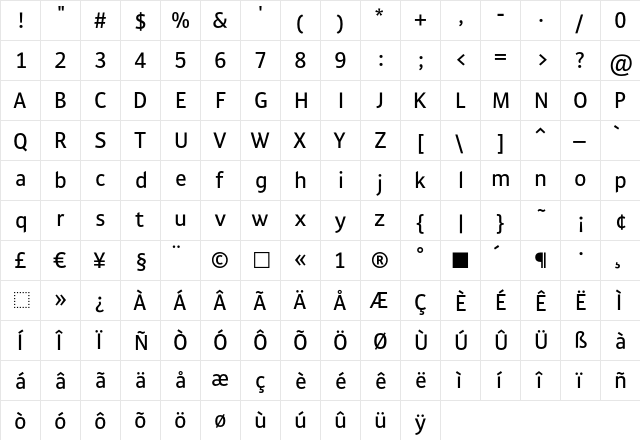 GakSans Regular  glyph index
