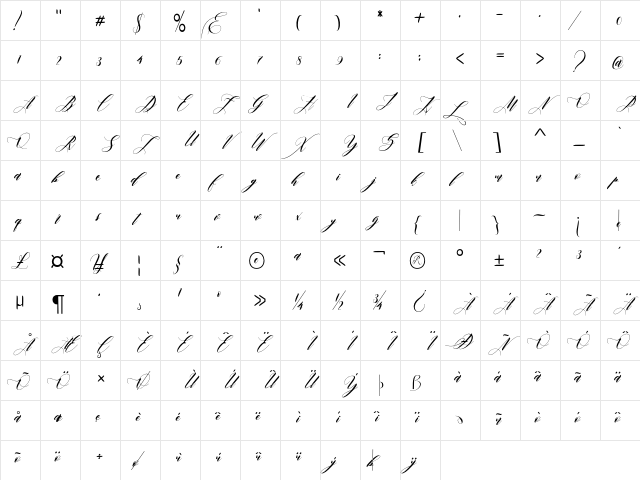 edore Regular  glyph index