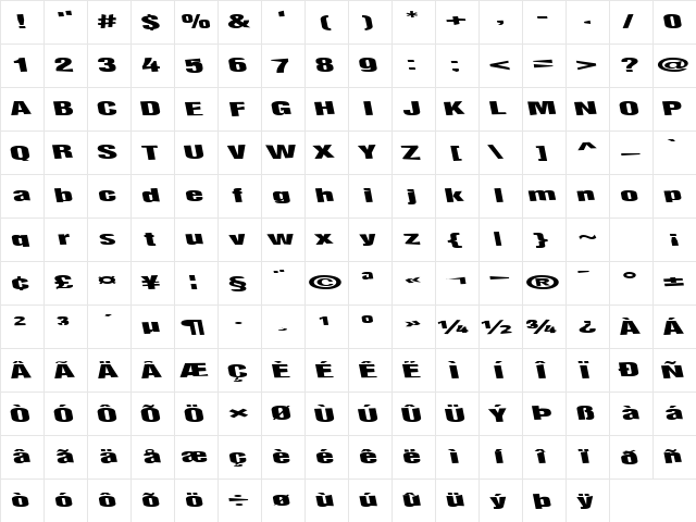ChildsPlayType64 Regular  glyph index