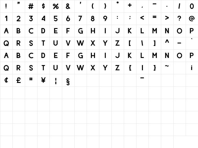 Hiyotori Black  glyph index