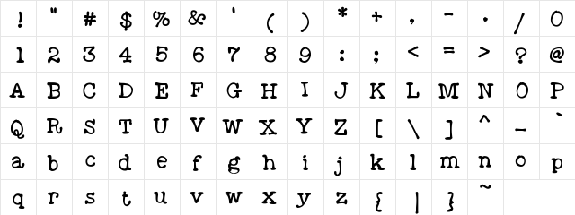 Moose Medium  glyph index