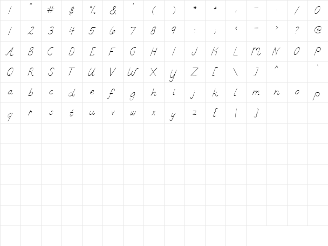 LD Italic Regular  glyph index