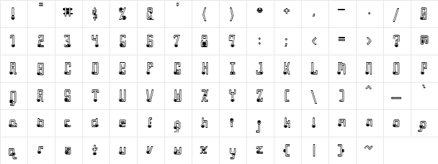 Billiards Alphs Regular  glyph index