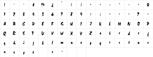 Chalk-LIGHT Regular  glyph index