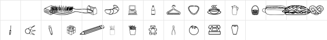 Around the house Regular  glyph index