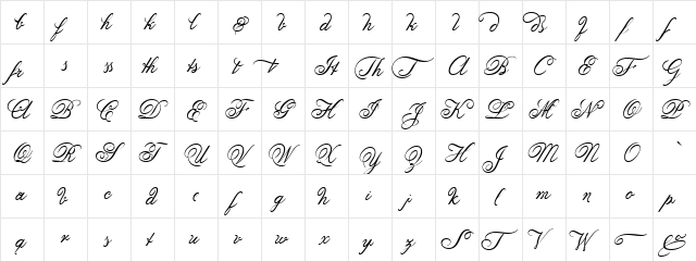 Anglia Script Enhancements Regular  glyph index