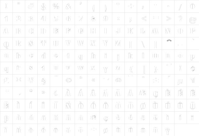 ArmyBlackOutline-Plain Regular  glyph index
