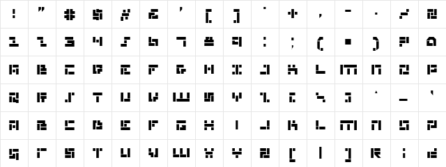 Missile Man Bold Bold  glyph index