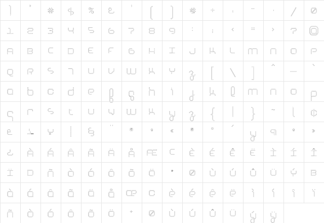 Basis Regular  glyph index