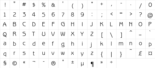 BenguiatGothicC Regular  glyph index
