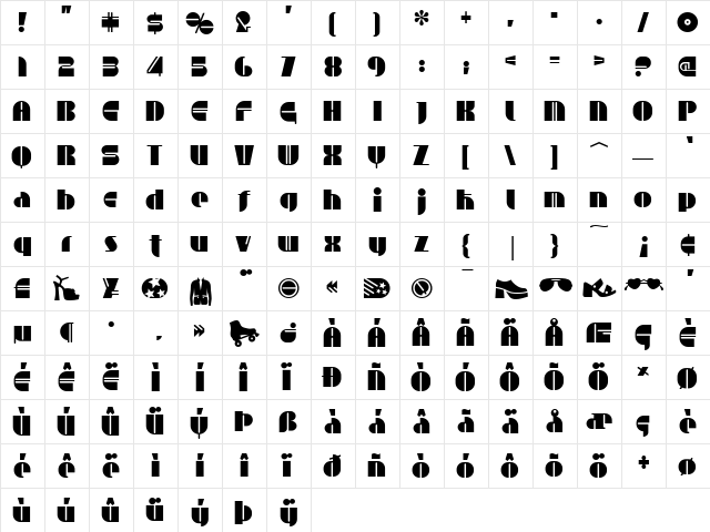 Toisy Greek Regular  glyph index