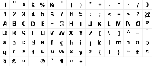CrackerC Regular  glyph index