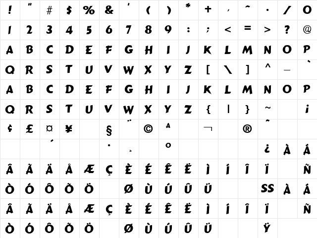 Asbury Regular  glyph index