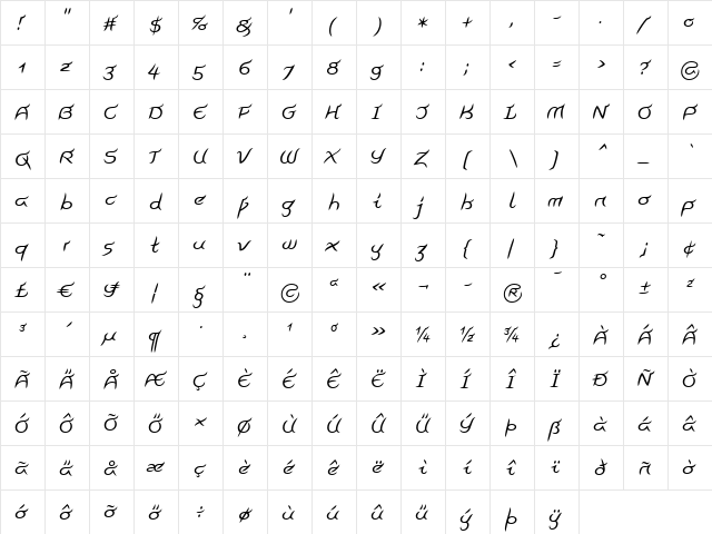 Pegathlon LT Regular  glyph index