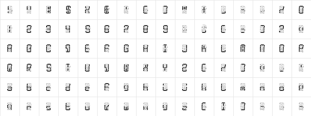 Digital Dust Regular  glyph index
