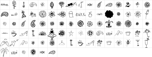 Pea Stacy's Doodles Regular  glyph index